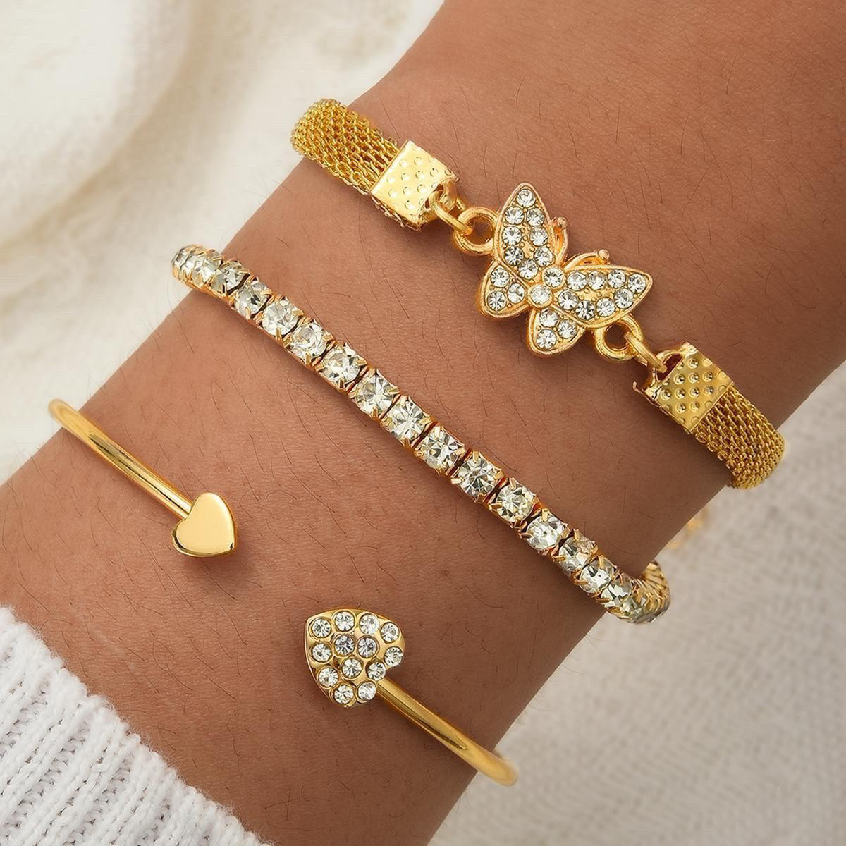 Golden Flutter 3-Piece Bracelet Set
