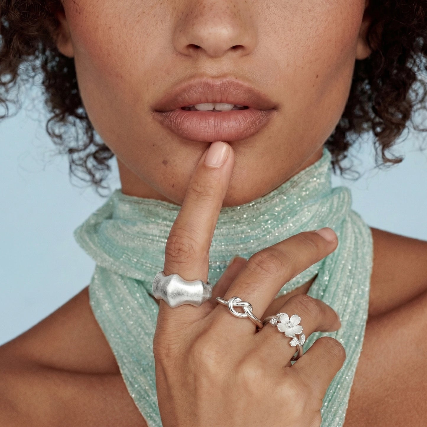 Selene — Solid Sterling Silver Wave Ring (Adjustable)