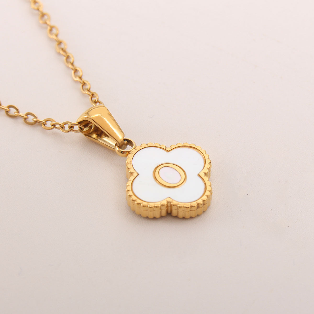 Ivory Bloom Initial Necklace