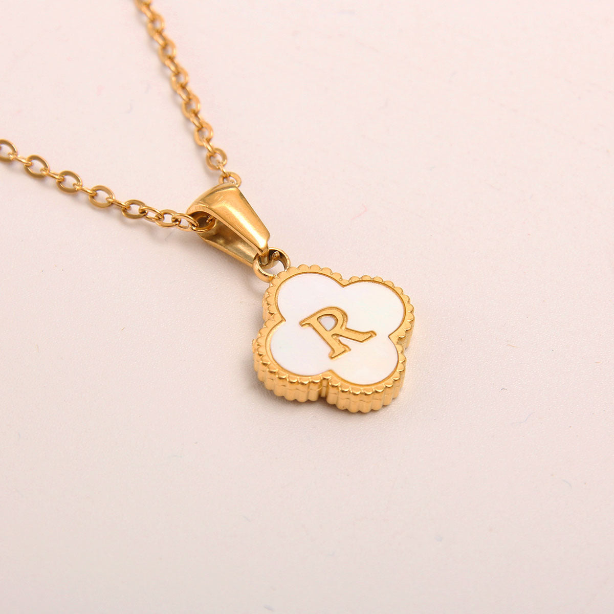 Ivory Bloom Initial Necklace