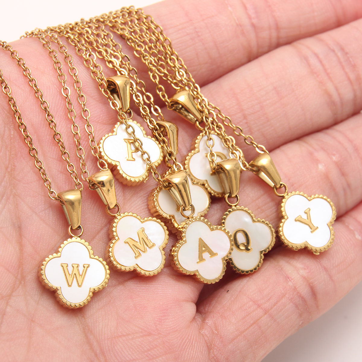 Ivory Bloom Initial Necklace