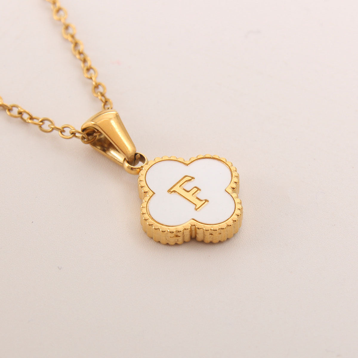 Ivory Bloom Initial Necklace