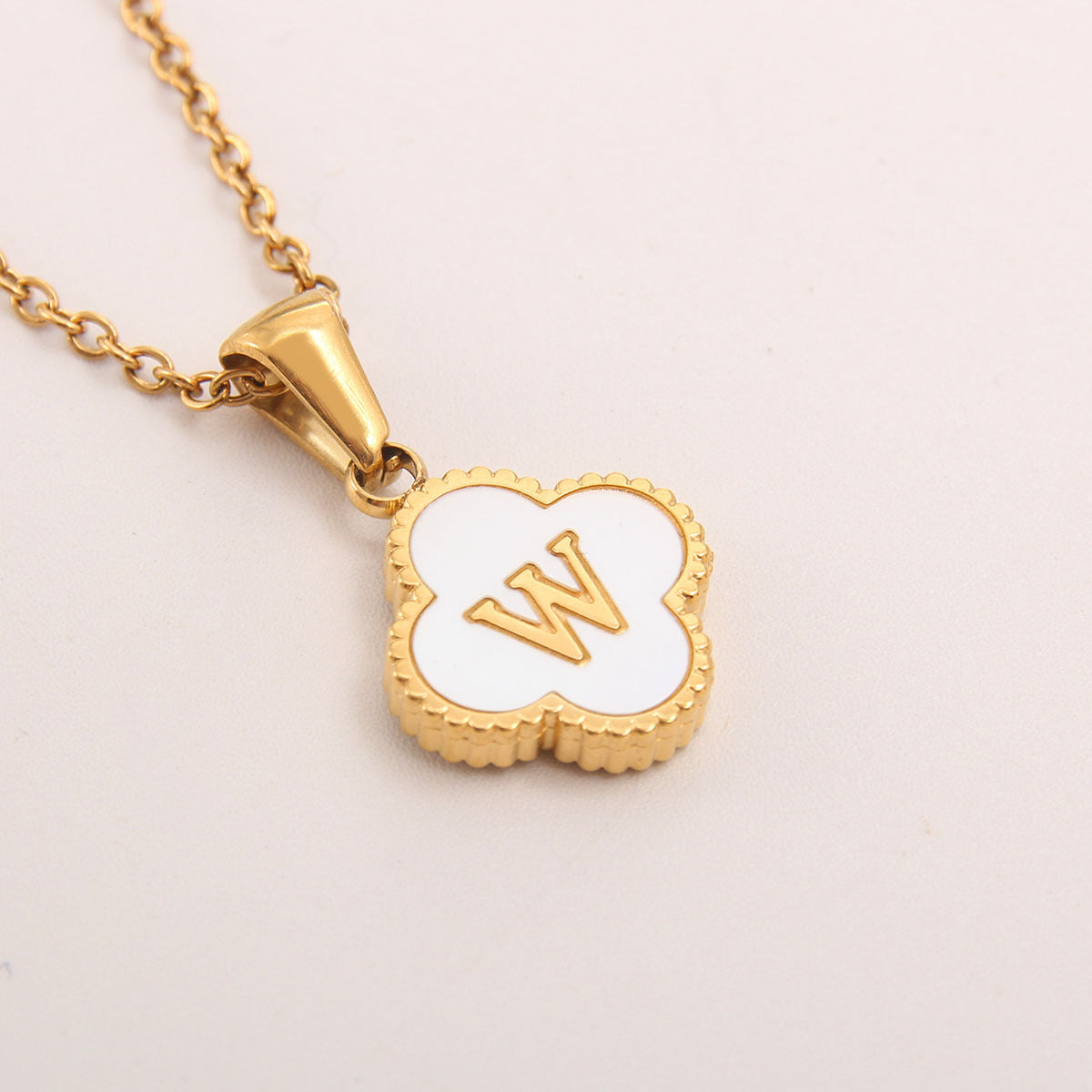 Ivory Bloom Initial Necklace