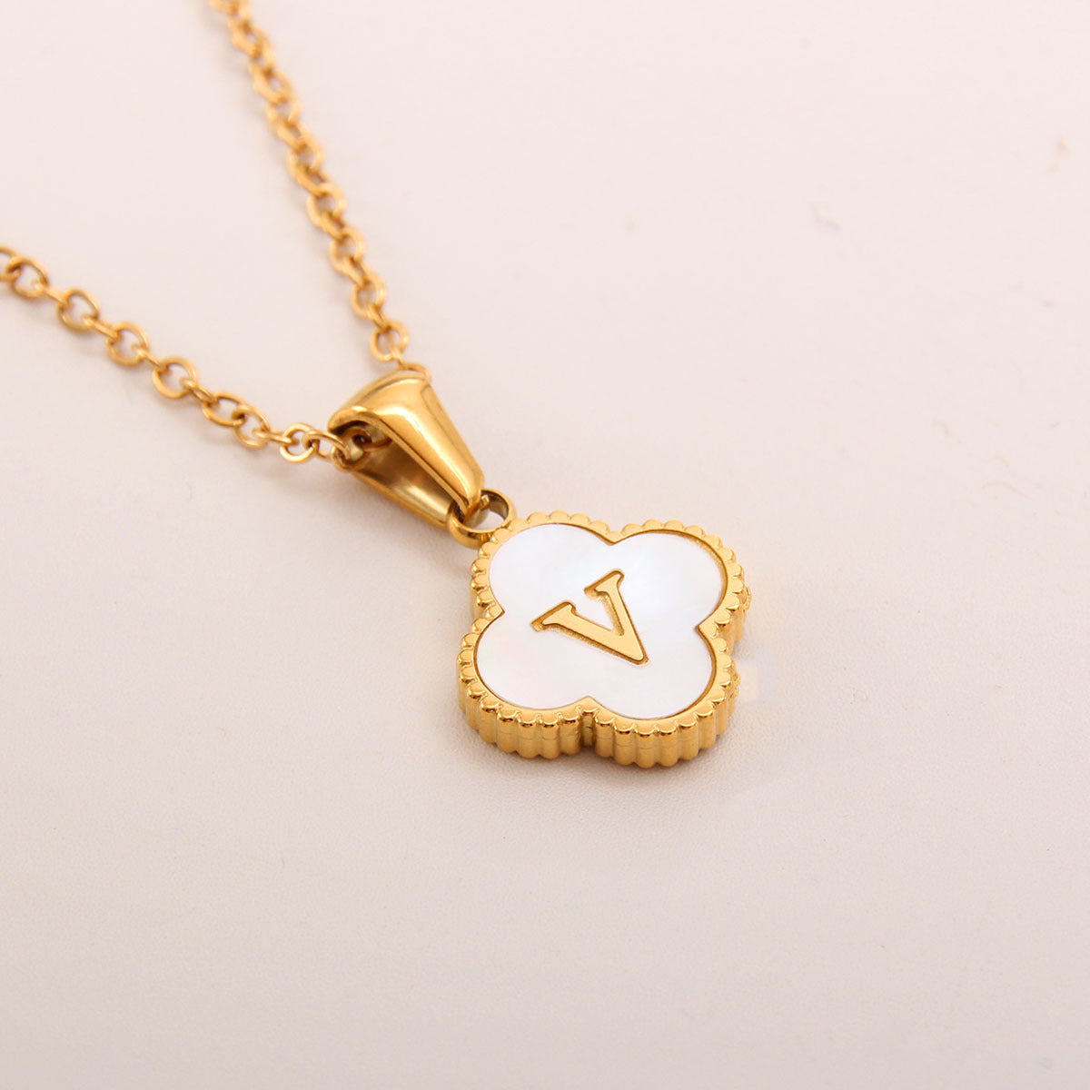 Ivory Bloom Initial Necklace
