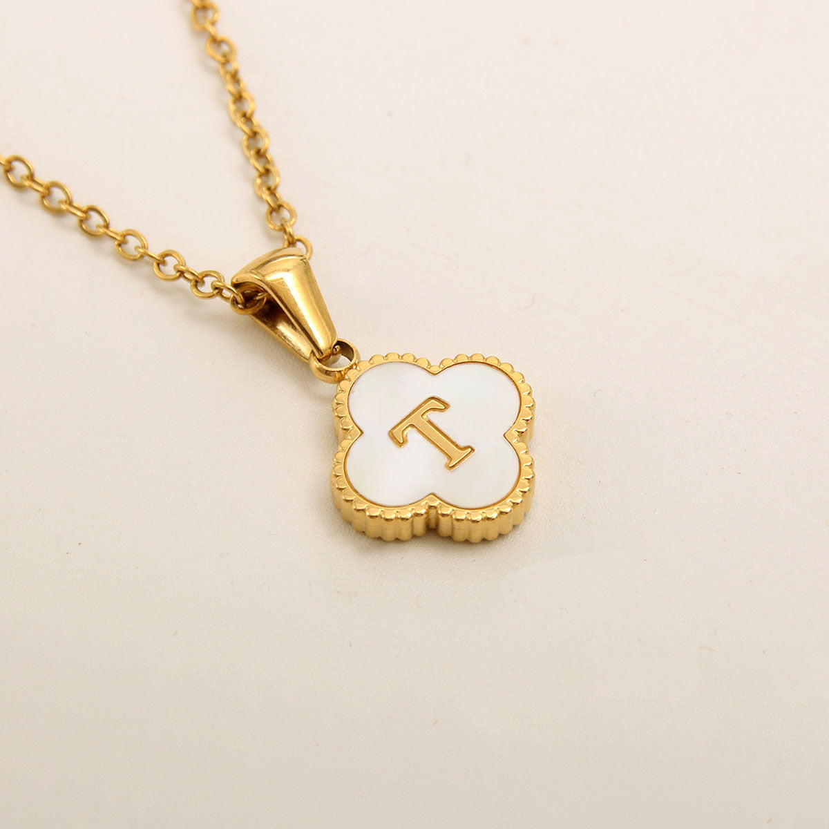 Ivory Bloom Initial Necklace