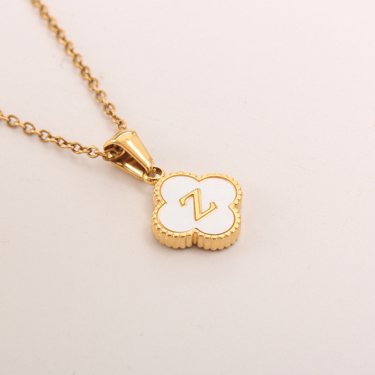 Ivory Bloom Initial Necklace