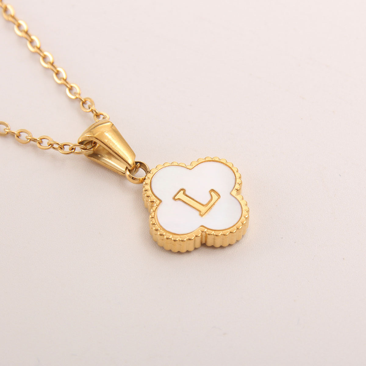 Ivory Bloom Initial Necklace