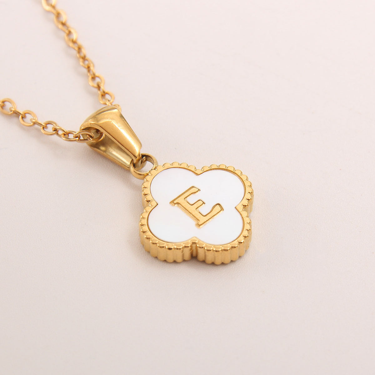 Ivory Bloom Initial Necklace