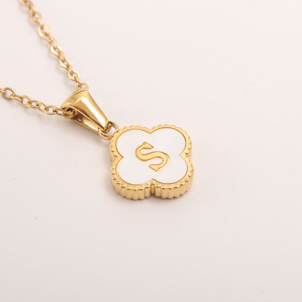 Ivory Bloom Initial Necklace