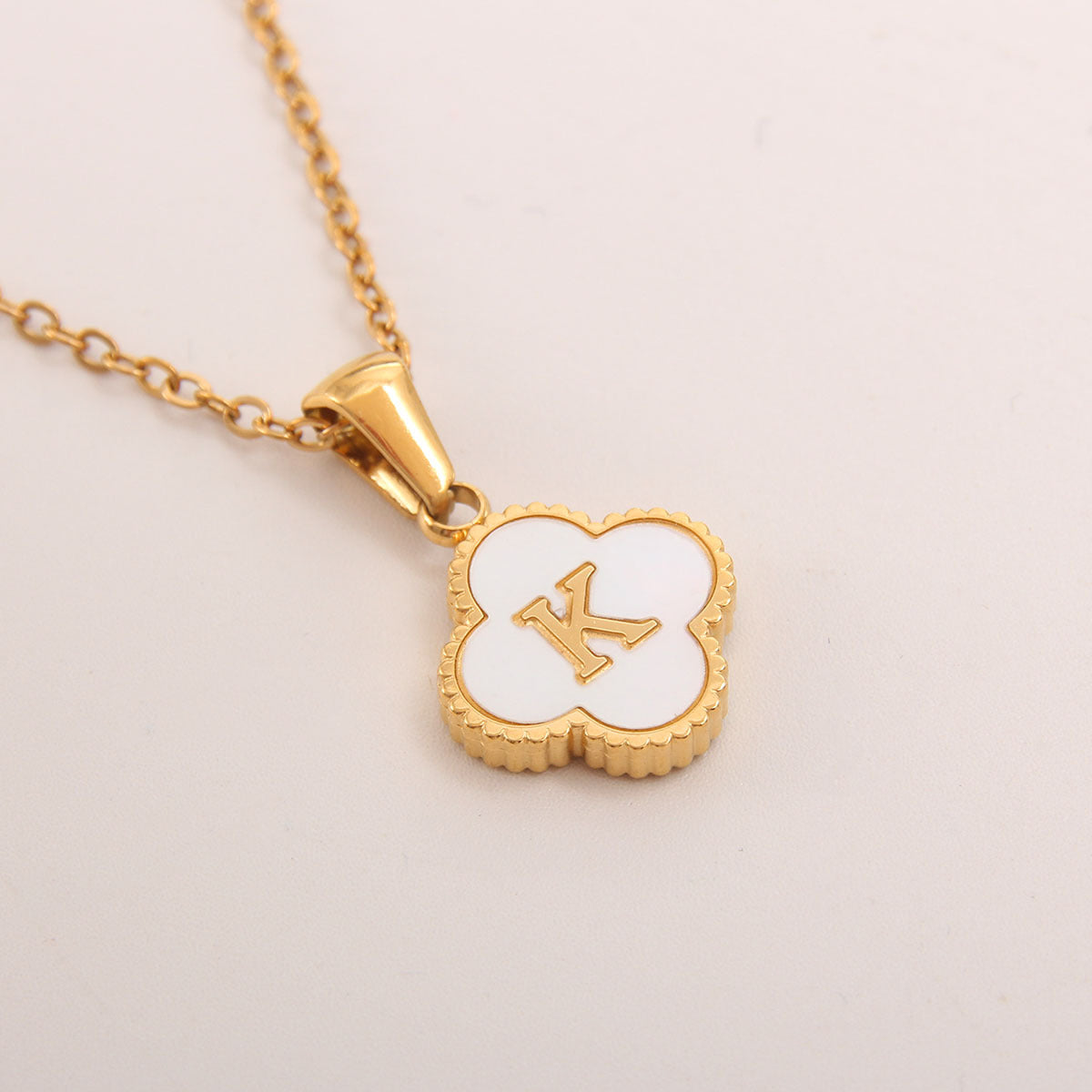 Ivory Bloom Initial Necklace