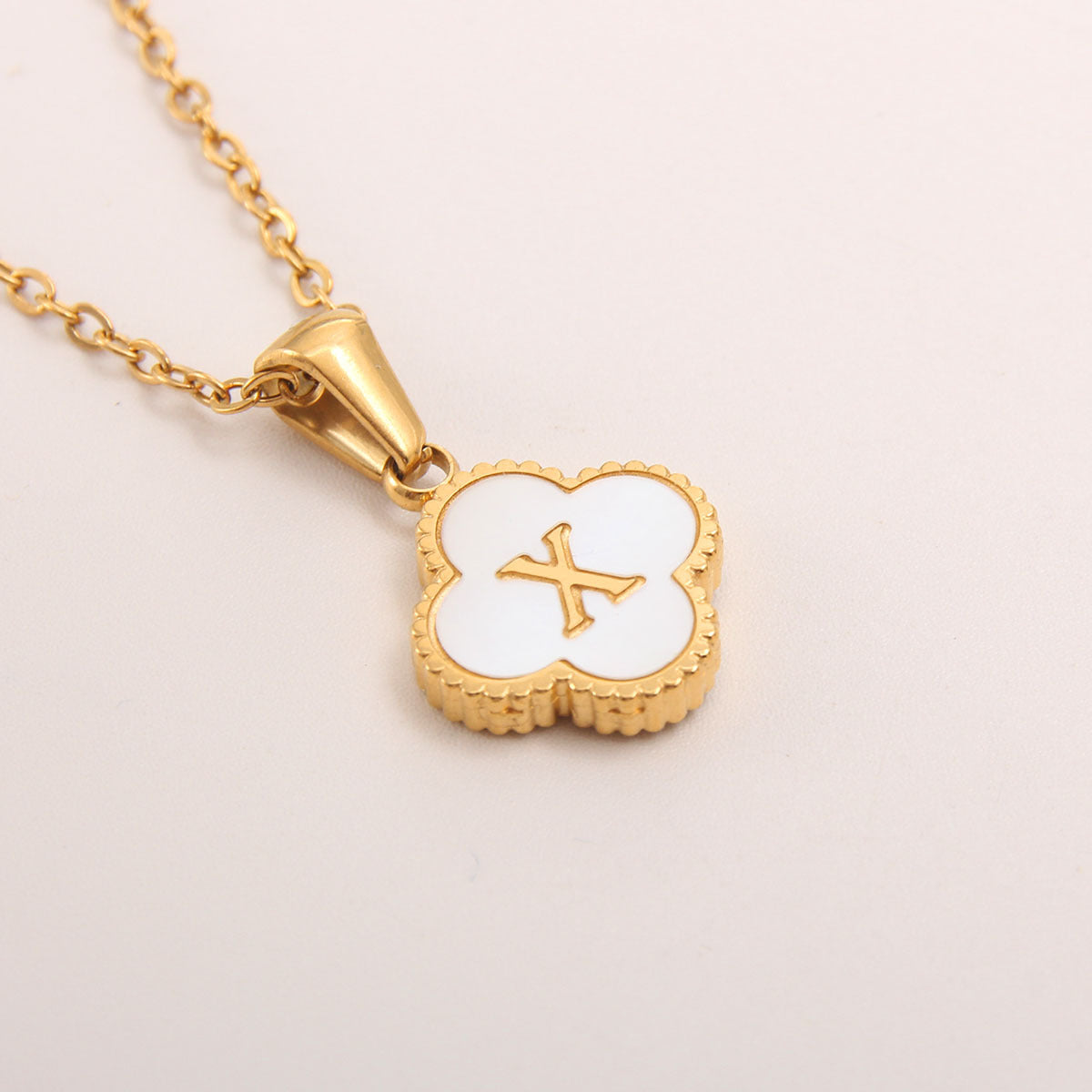 Ivory Bloom Initial Necklace